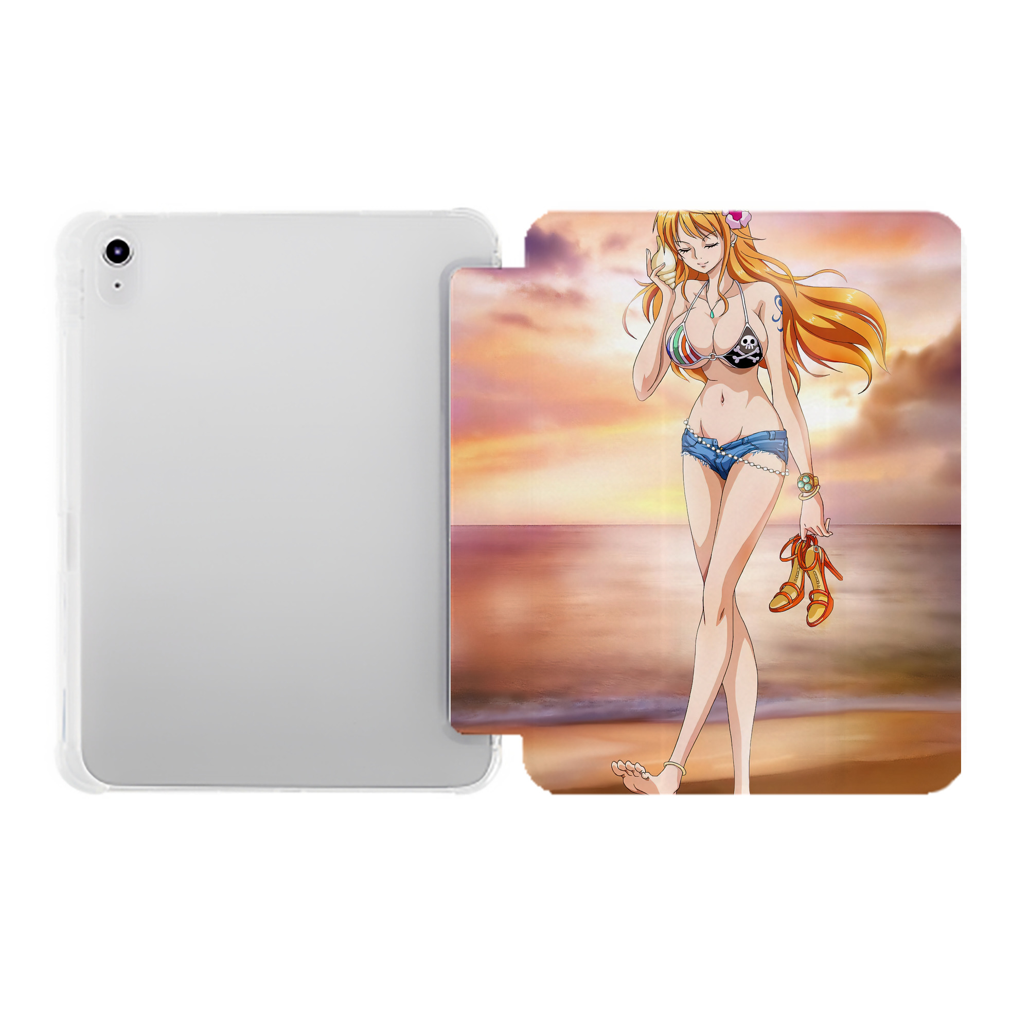 （画像用） ワンピース ONE PIECE IPad ケース ペン収納付き 三つ折りスタンド PUレザー×シリコン 対応機種9.5/10.5/10.9インチ